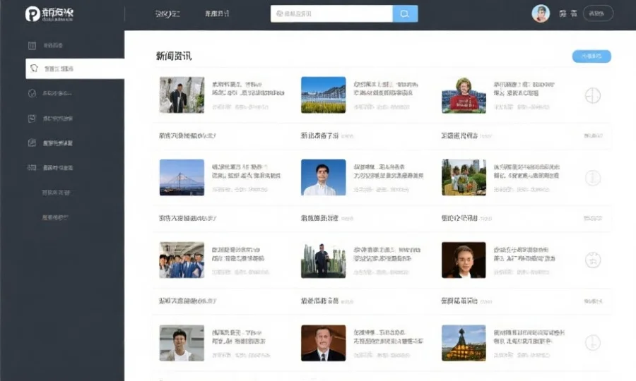 新闻资讯页面，整齐排列的新闻列表和图片，现代化设计，内容丰富，适合信息浏览