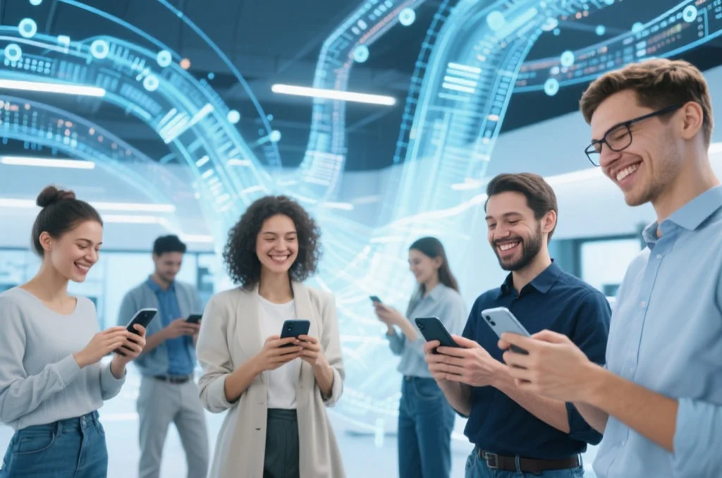 人们通过社交媒体连接并分享兴趣